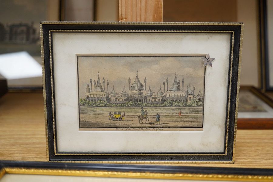 A collection of Brighton prints and engravings, mostly views of The Pavilion and Chain Pier, to include: one after J M W Turner and one after T Creswick, largest 18 x 29cm, (10). Condition - varies